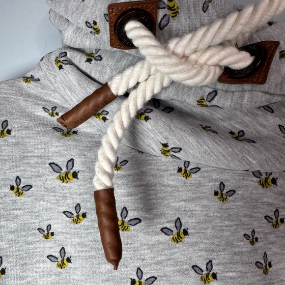 Naketano Gray Hoodie with Bee Pattern - Picture 6 of 9